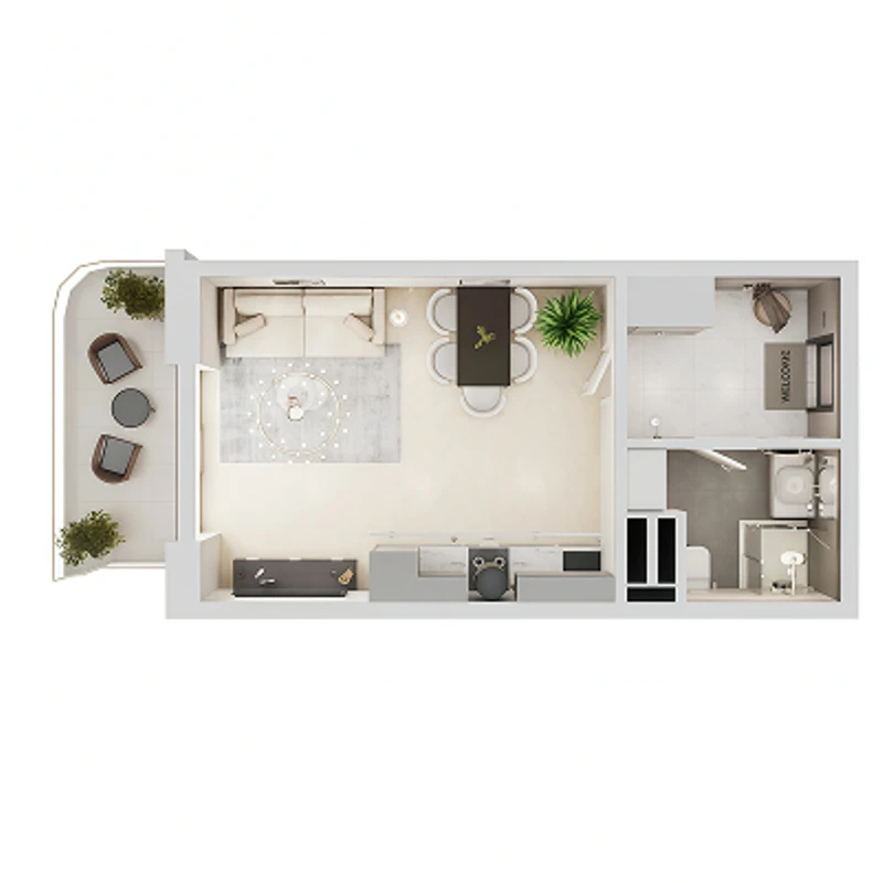 Планировка: Студия, 41,6 м²