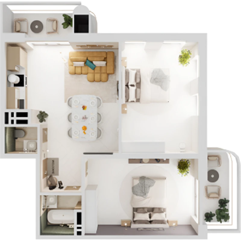 Планировка: 2-комнатная квартира, 109,5 м²